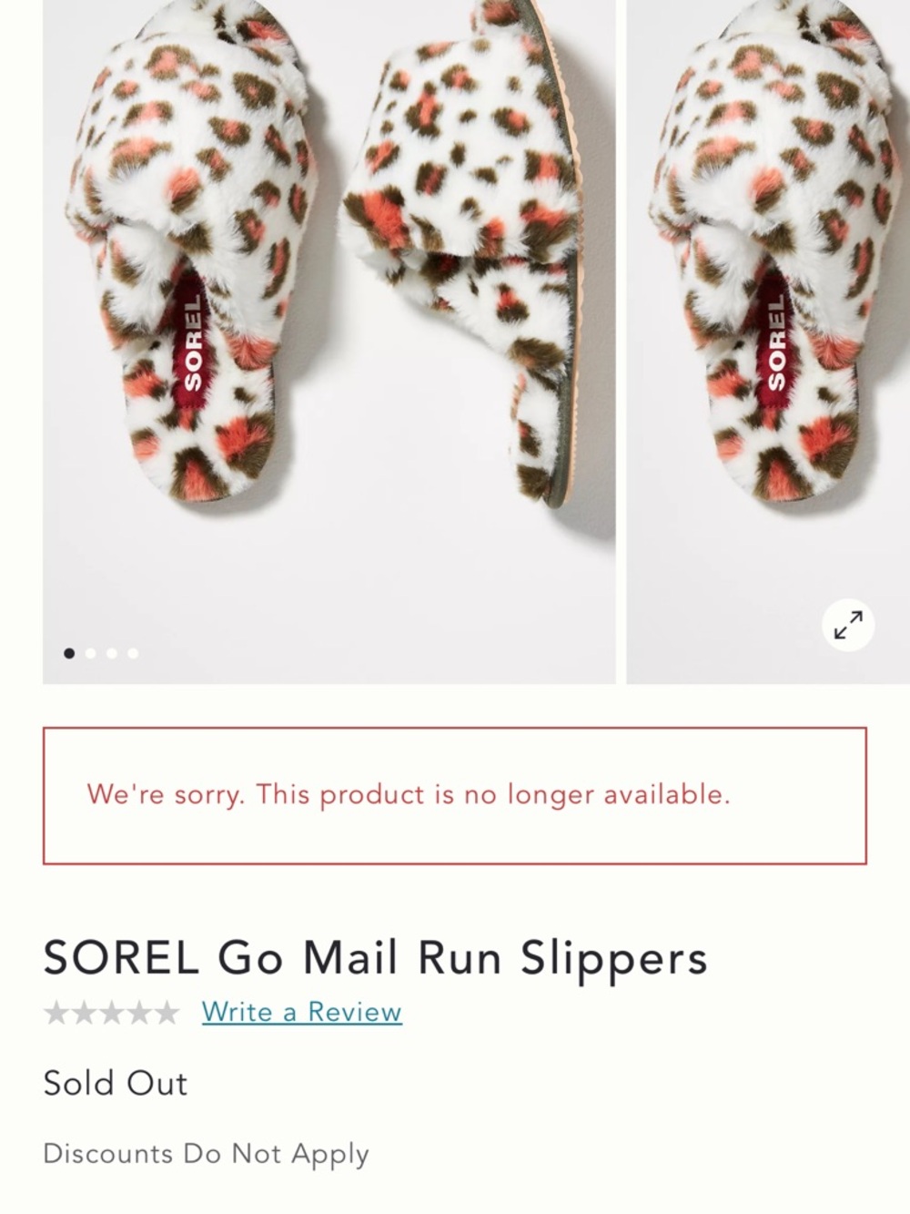 SOREL Go Mail Run Leopard-Print Fuzzy Slide Slippers in White, Coral & Brown